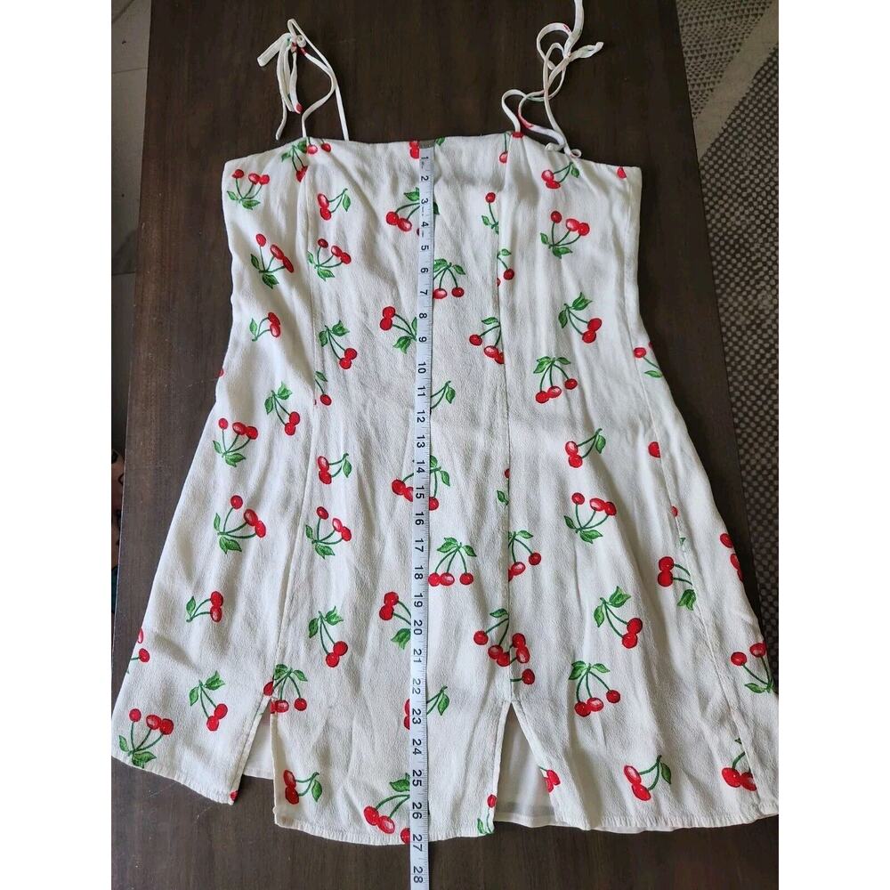 Privacy Please Revolve Grover Mini Dress Tie Shoulders White With Cherries L - Picture 6 of 7